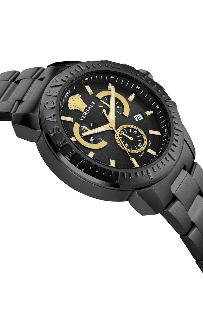 Versace New Chronograph Bracelet Watch, 45mm, Alternate, color, Black