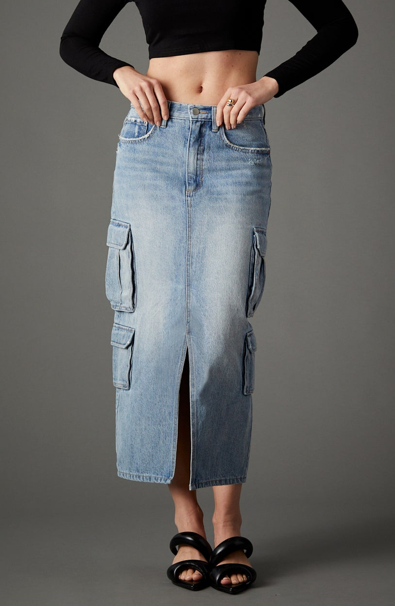 BLUE REVIVAL Major General Midi Skirt, Main, color, Crete