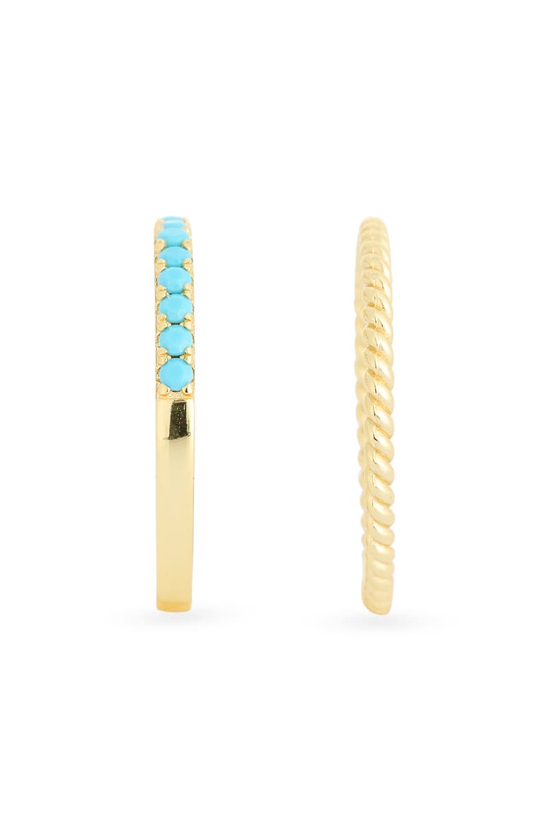 Set of 2 Semiprecious Stone Stackable Rings, Alternate, color, GOLD/TURQUOISE