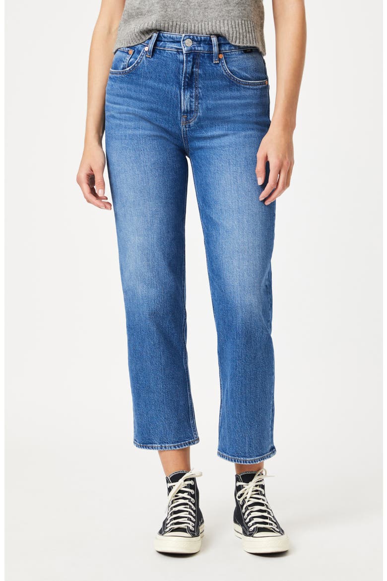 Savannah High Waist Crop Relaxed Straight Leg Jeans, Main, color, RECYCLED BLUE