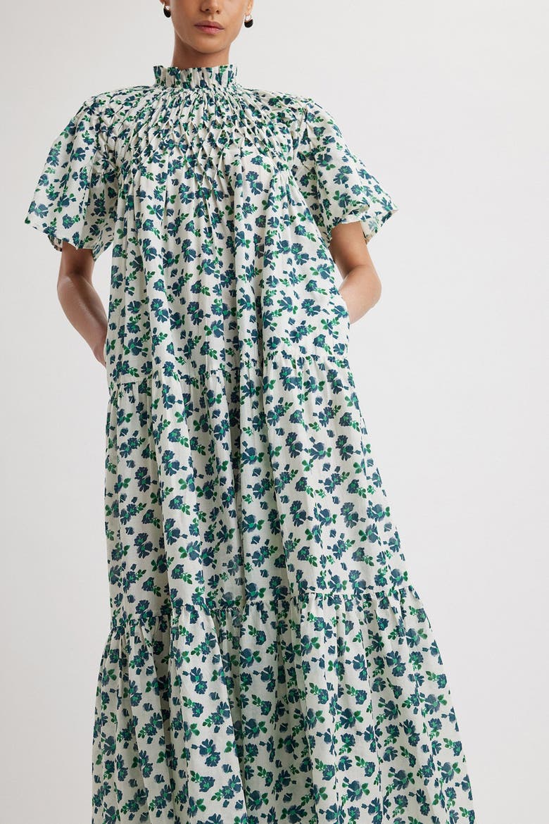 Bejart Print Dress, Alternate, color, Navy Green Floral Print