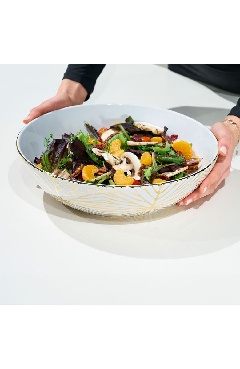 ANNA New York Talianna Lily Pad Ceramic Serving Bowl, Alternate, color, White And Gold