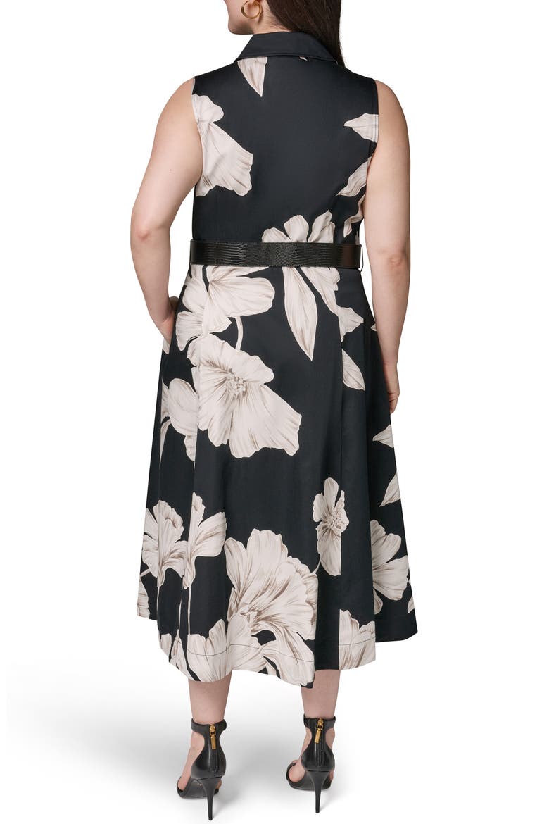 Floral Sleeveless Stretch Cotton Shirtdress, Alternate, color, BLACK MULTI