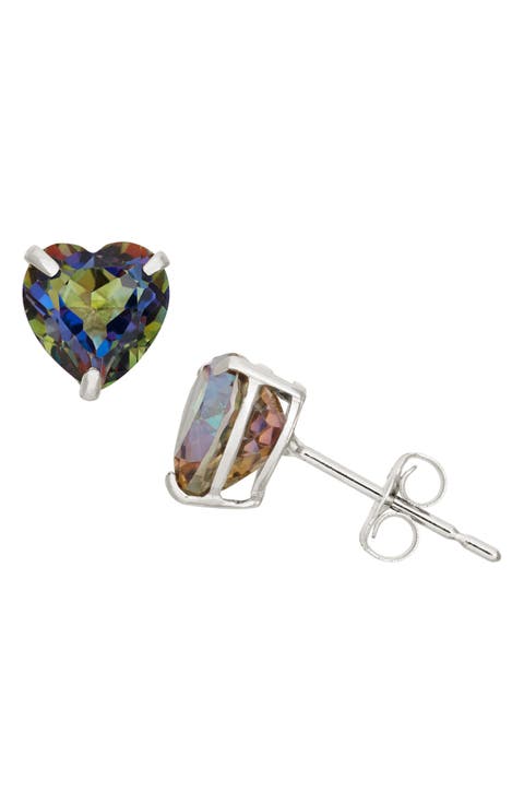 10K Gold Topaz Heart Stud Earrings