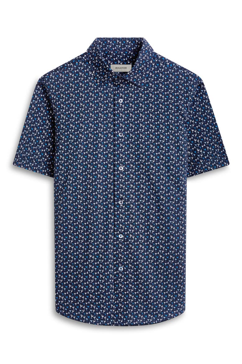 Miles OoohCotton® Barware Print Short Sleeve Button-Up Shirt, Alternate, color, NAVY