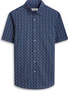 Bugatchi Miles OoohCotton® Barware Print Short Sleeve Button-Up Shirt