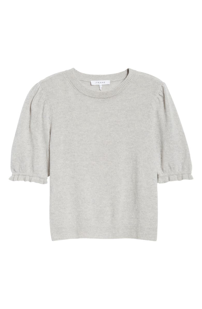 FRAME Ruffle Puff Sleeve Recycled Cashmere Sweater, Alternate, color, 