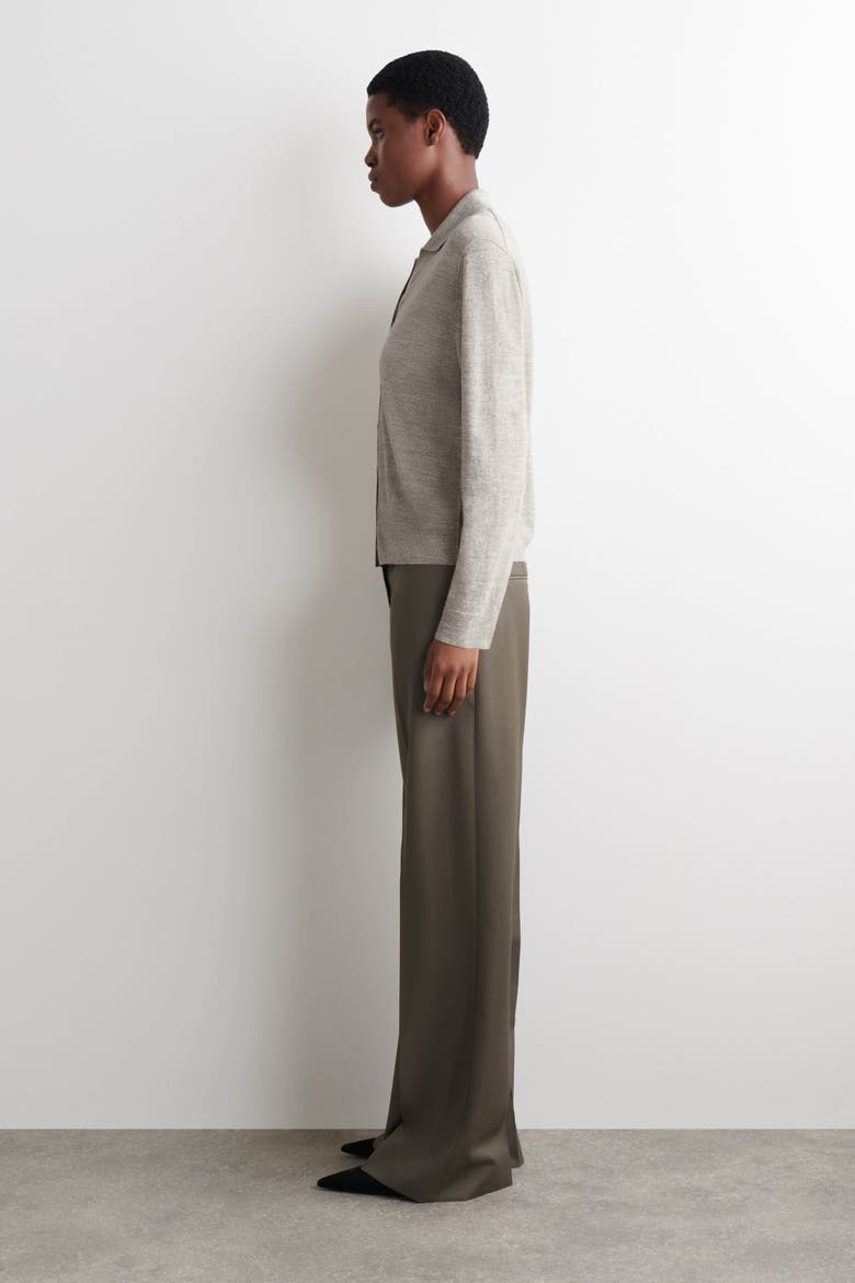 Knitted Linen-Merino Shirt, Alternate, color, STONE MÉLANGE