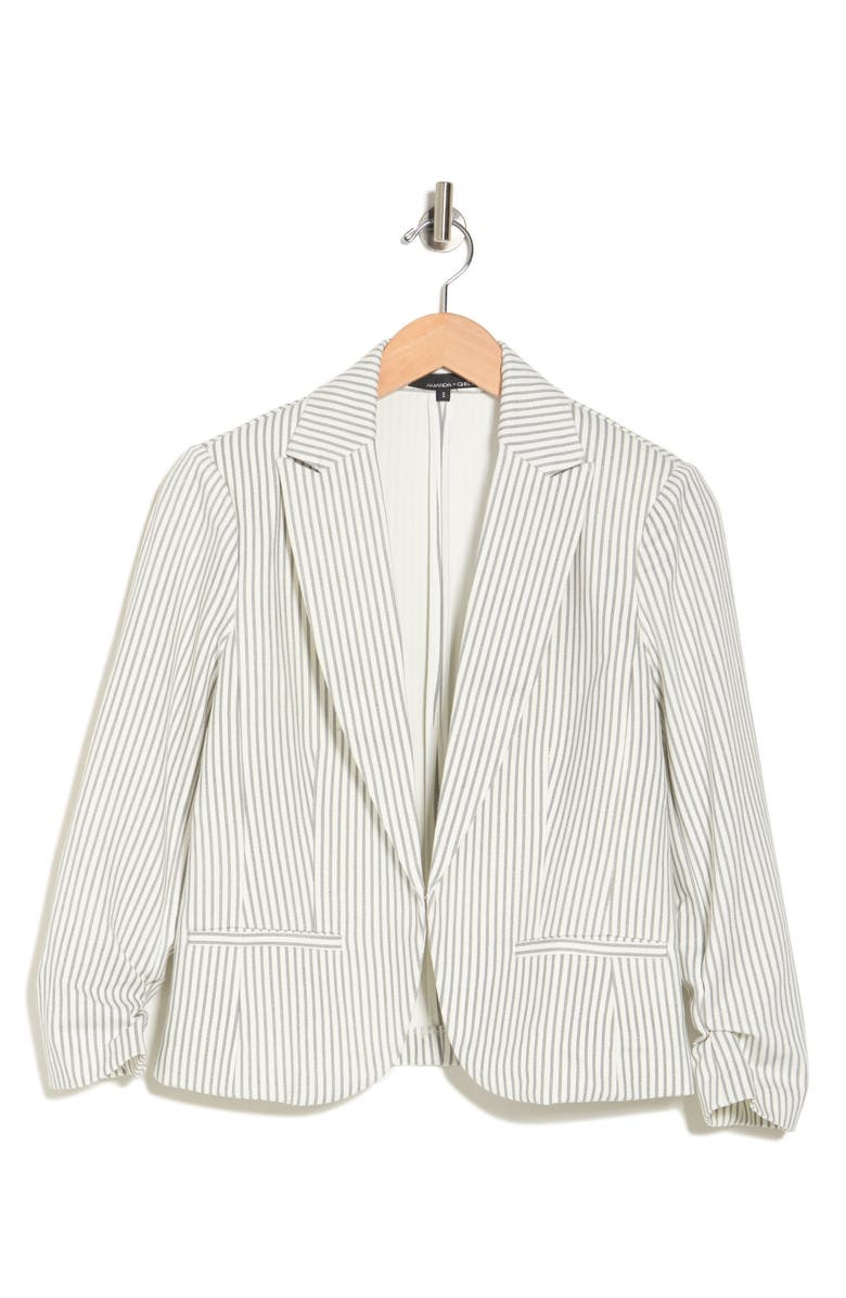 Amanda & Chelsea Amanda and Chelsea 3/4 Ruched Blazer, Alternate, color, Grey/White