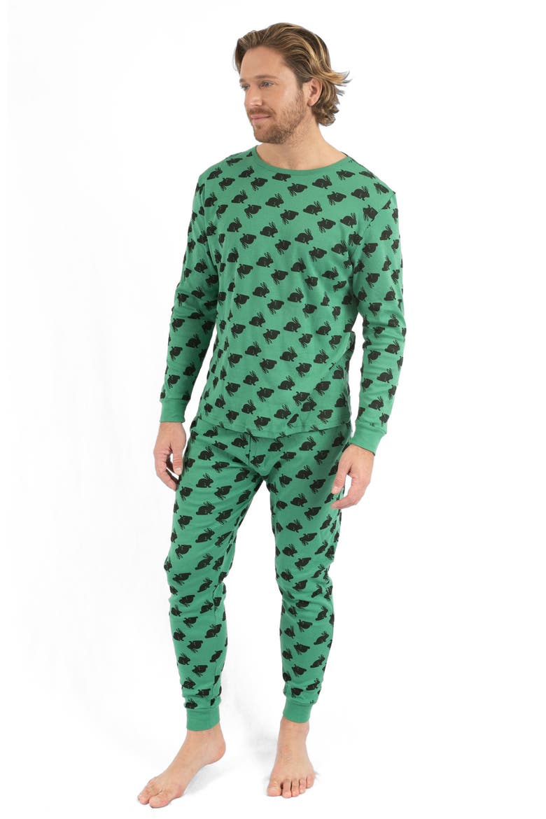 Men's Cotton Printed Matching Family Pajamas, Main, color, Bunny Green