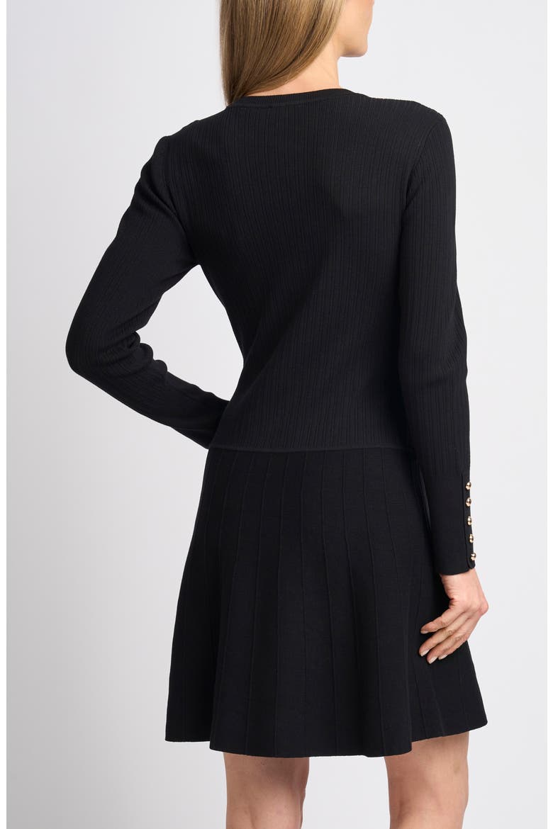 Karla Button Cuff Minidress, Alternate, color, RICH BLACK