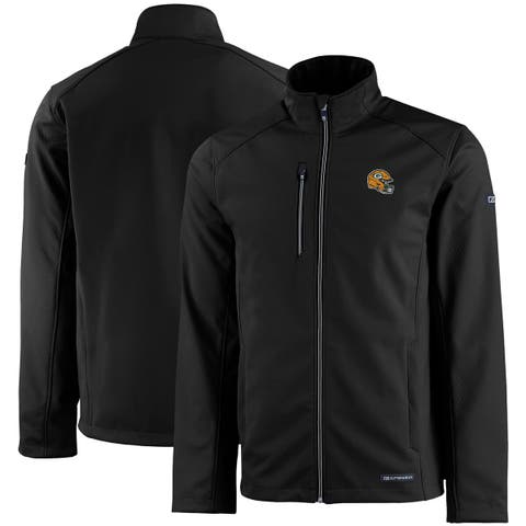 Men's Cutter & Buck Black Green Bay Packers Evoke Eco Softshell Recycled Full-Zip Jacket