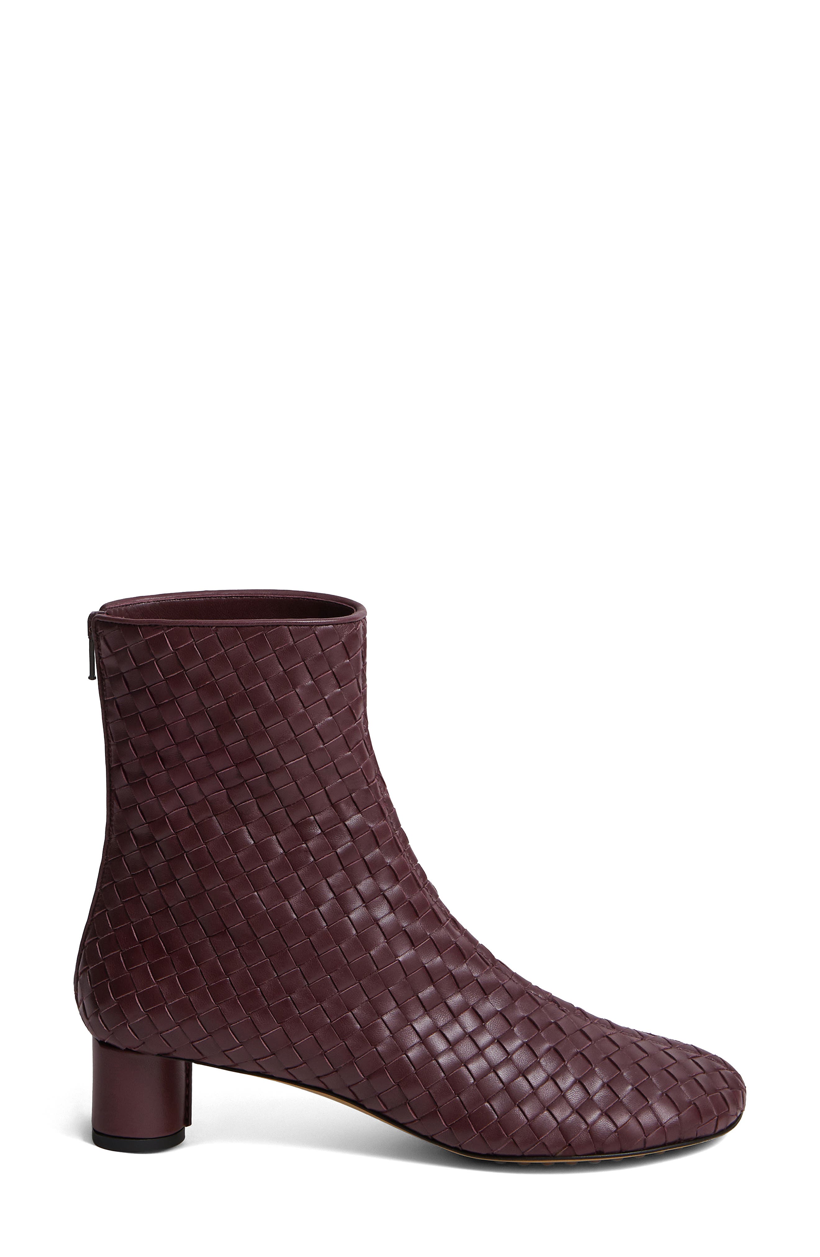 Intrecciato Woven Bootie, Main, color, DEEP MAHOGANY