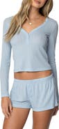 EDIKTED Keely Pointelle Long Sleeve Henley