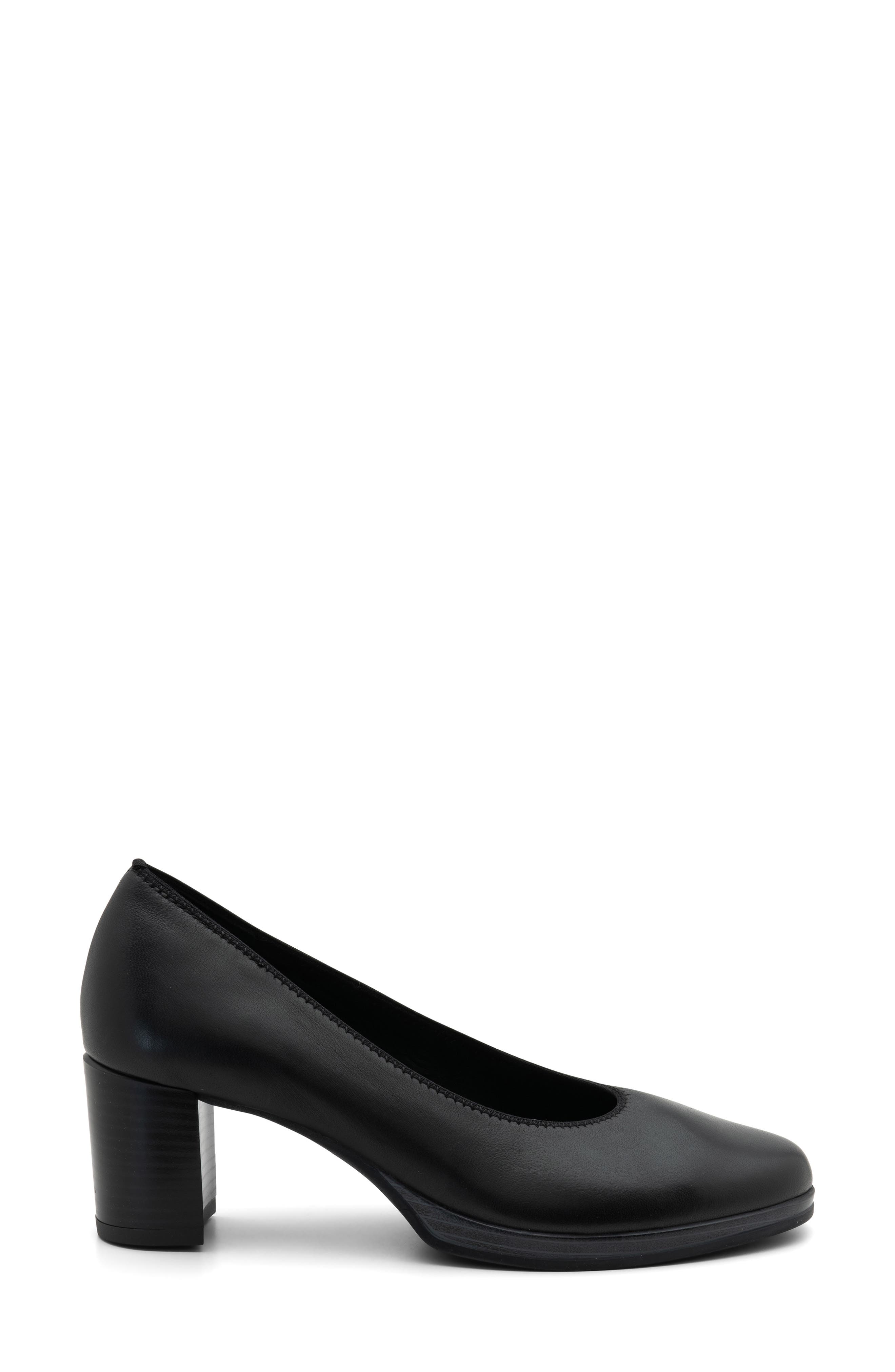 ara Block Heel Pump, Alternate, color, Black Nappa Leather