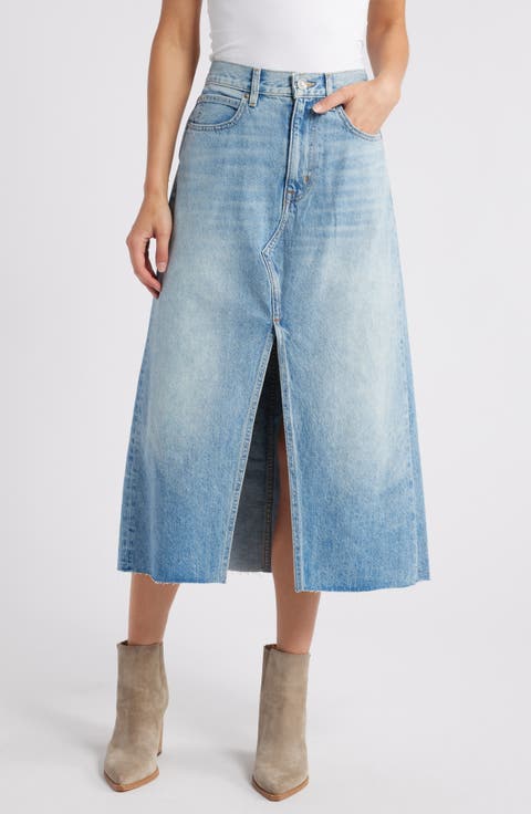 Cotton Denim Midi Skirt (Fair Game)
