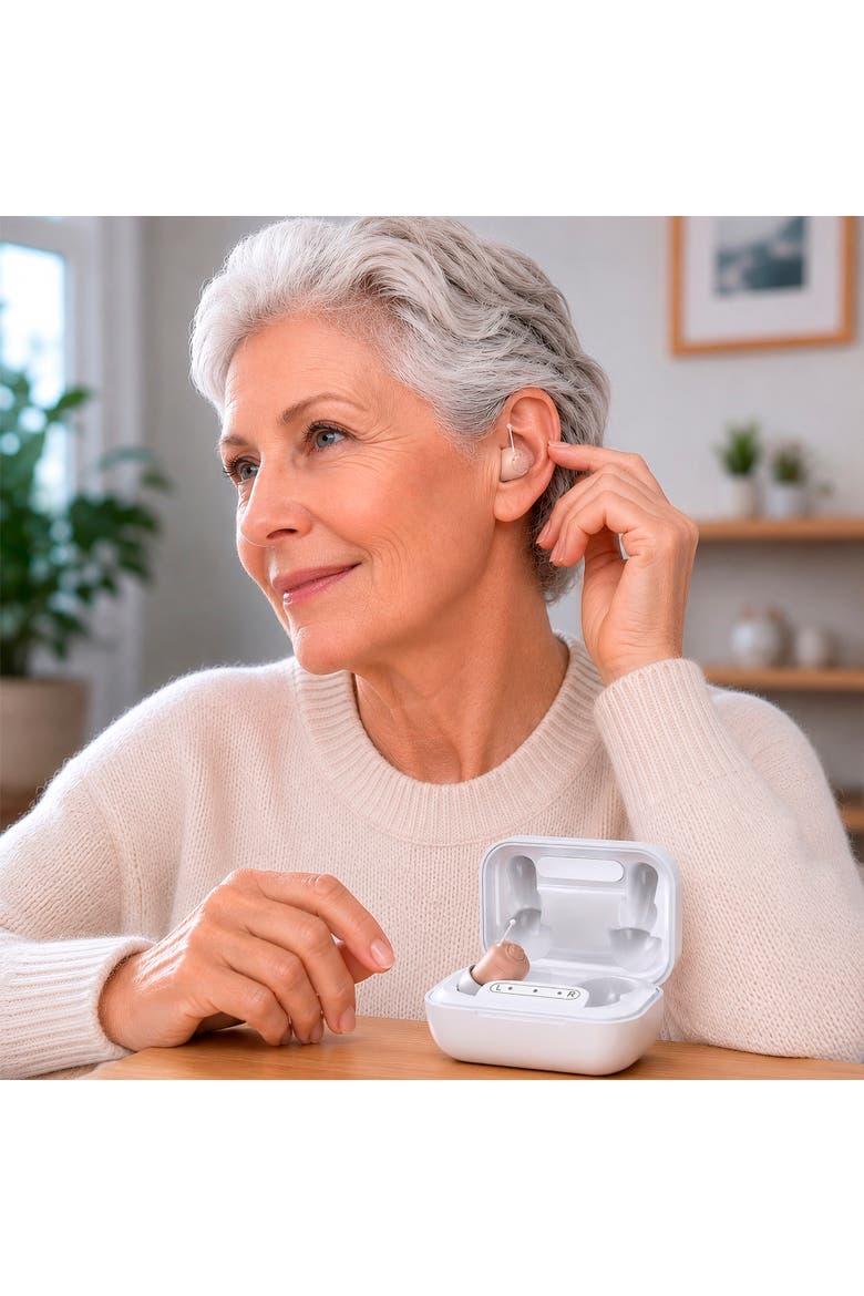 OTC Hearing Aids for Mild to Moderate Hearing Loss - USB Rechargeable with 5 Volume Levels & 2 Hearing Modes, Alternate, color, White