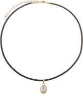 BY ADINA EDEN Lab Grown Diamond Oval Bezel Leather Chain Necklace 14K
