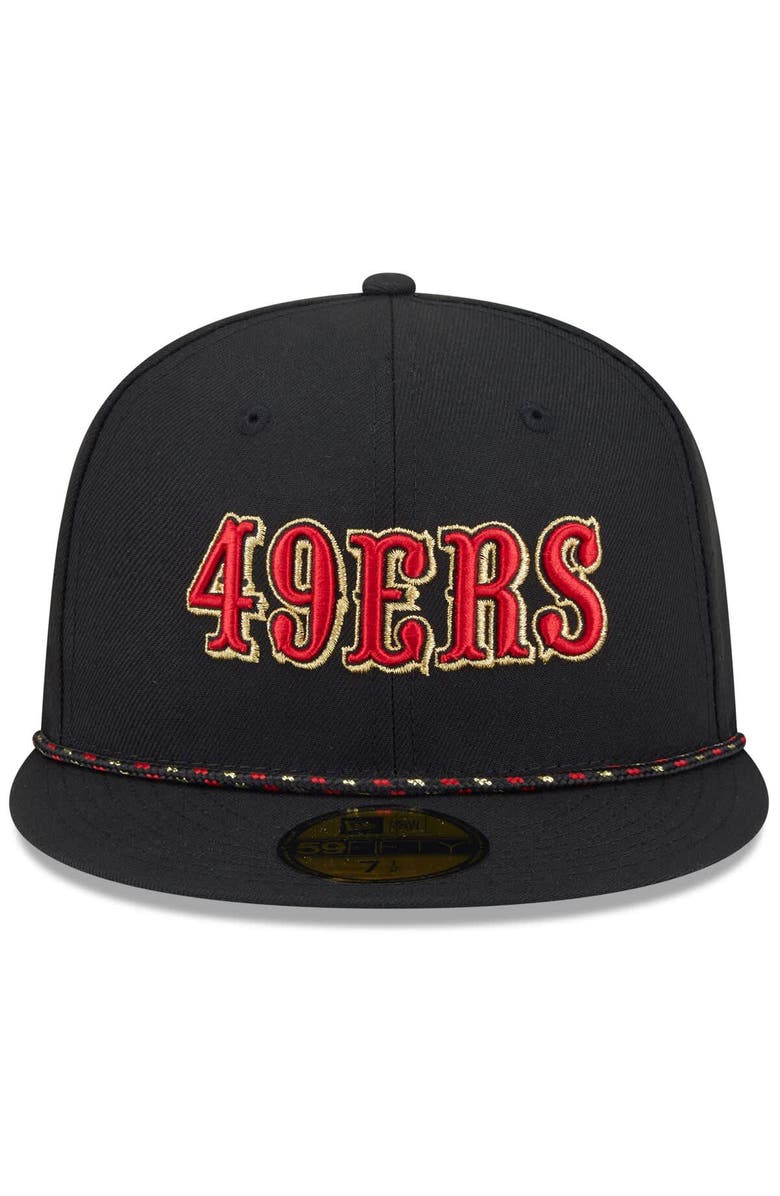 New Era Men's New Era Black San Francisco 49ers 2025 Rivalries Collection Sideline Rope 59FIFTY Fitted Hat, Alternate, color, Black