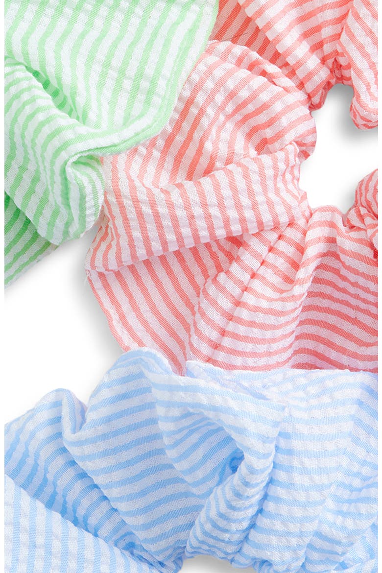 Kids' Set of 3 Stripe Scrunchies, Alternate, color, GREEN MULTI