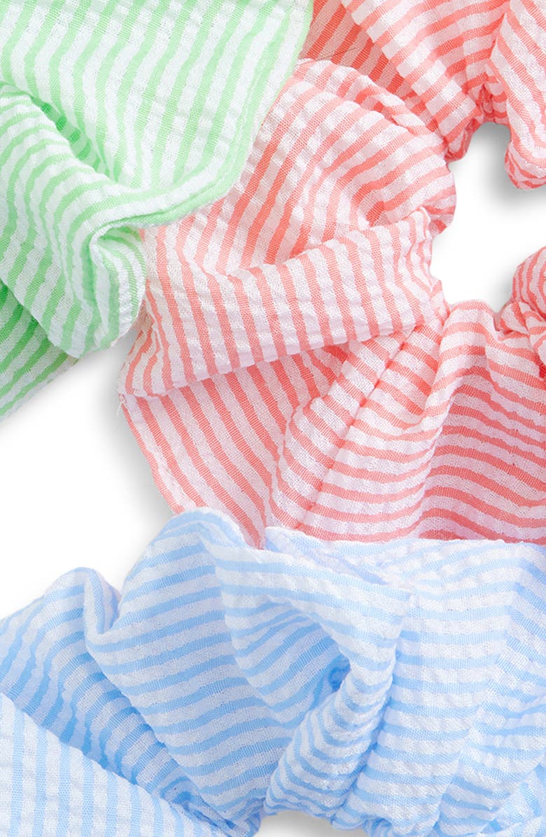 Cara Kids' Set of 3 Stripe Scrunchies, Alternate, color, Green Multi
