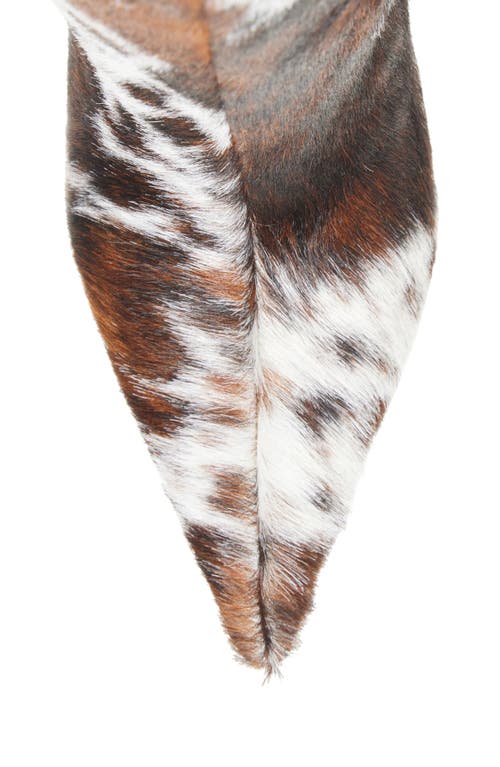 Jeffrey Campbell Pinpoint Pointed Toe Knee High Western Boot In Tan-white Cow