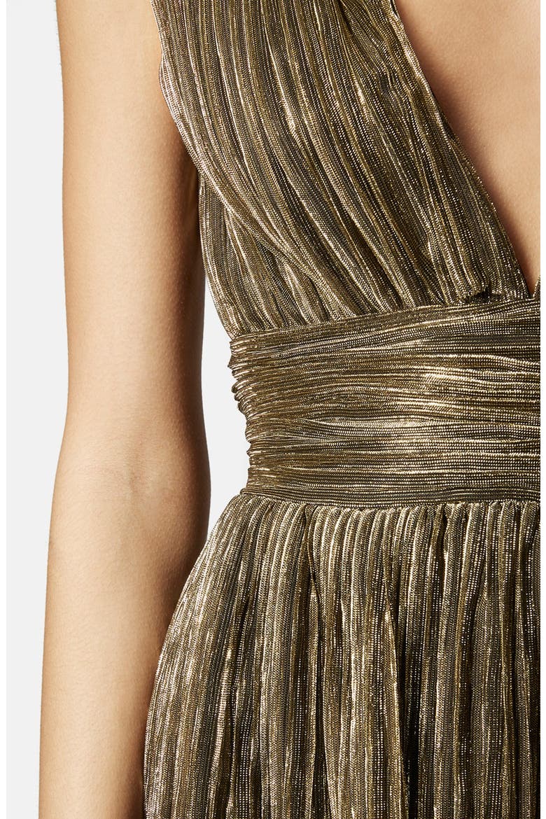 Halter Skater Dress, Alternate, color, GOLD