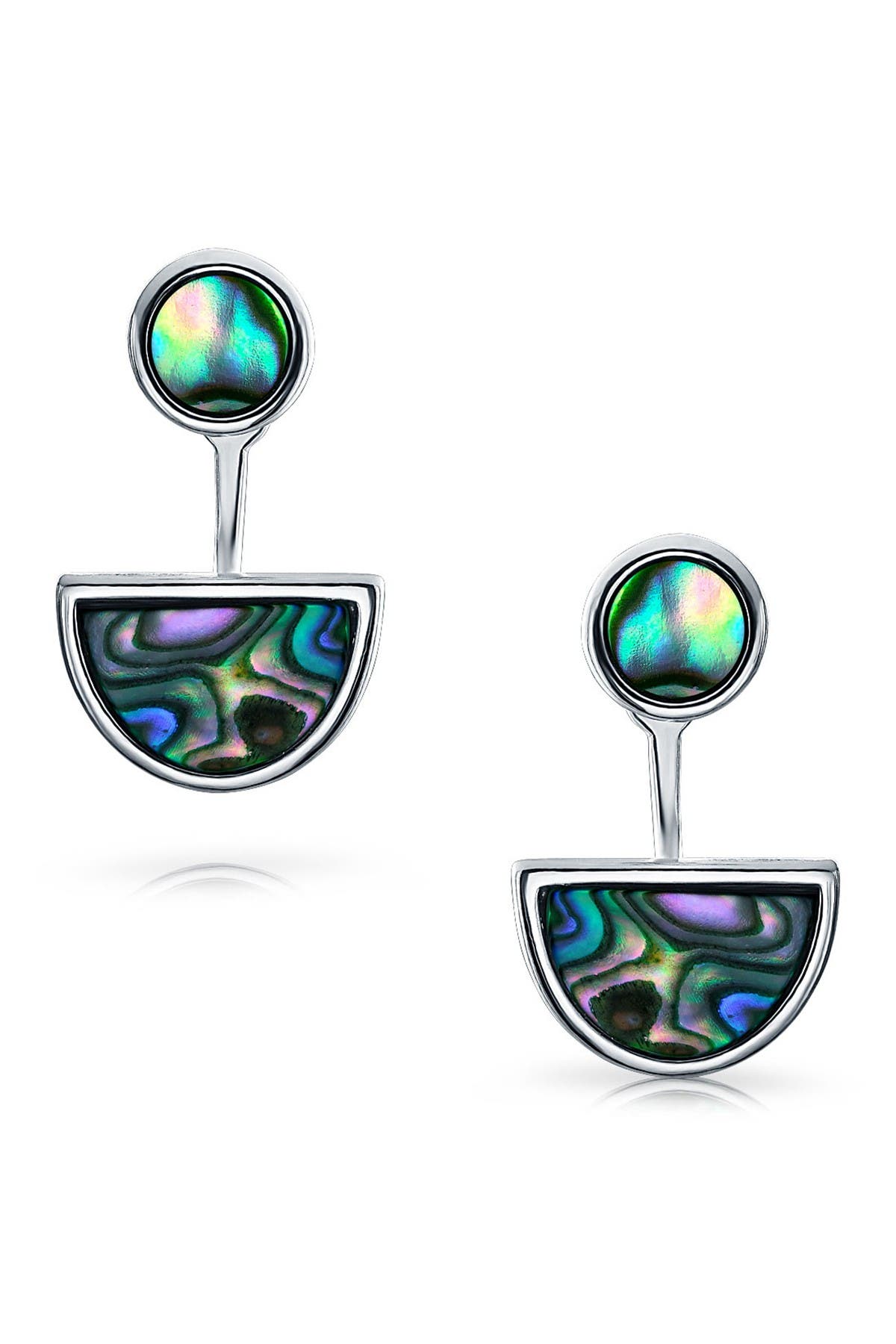 BLING JEWELRY Sterling Silver Circle Abalone Shell Jacket Earrings with ...