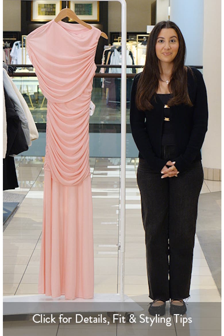 Elouise Asymmetric Sleeve Mesh Maxi Dress video