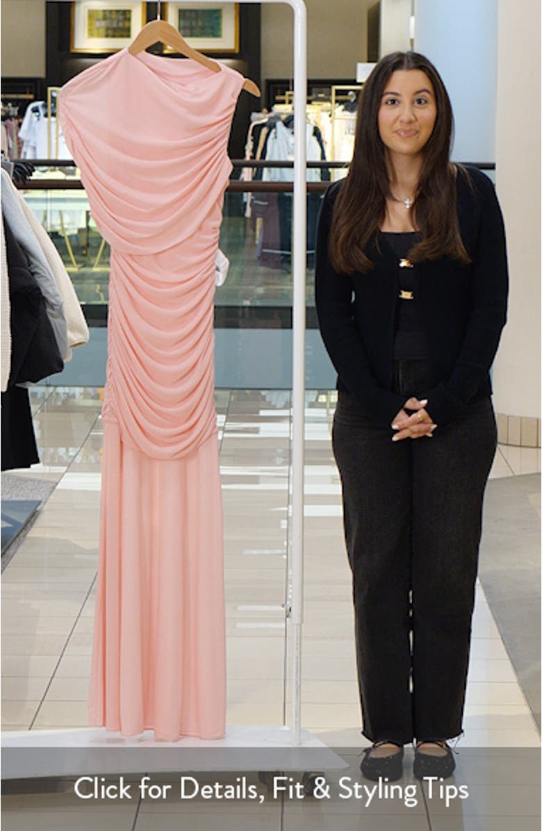 Elouise Asymmetric Sleeve Mesh Maxi Dress, sales video thumbnail