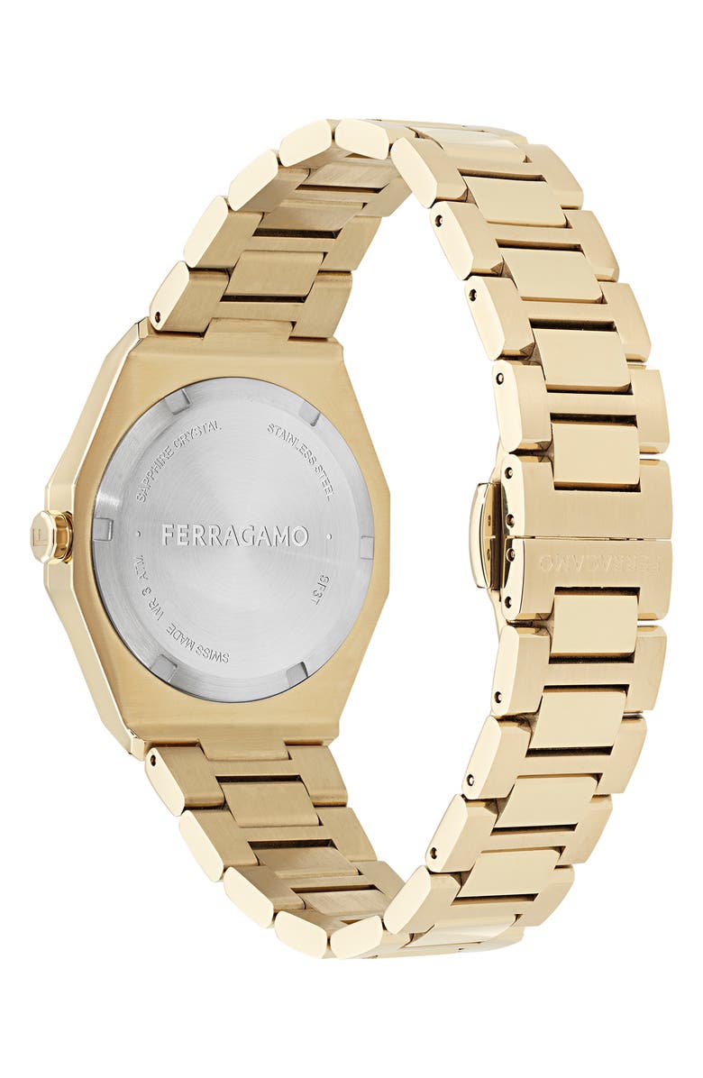 FERRAGAMO Edge Bracelet Watch, 34mm, Alternate, color, Ip Yellow Gold