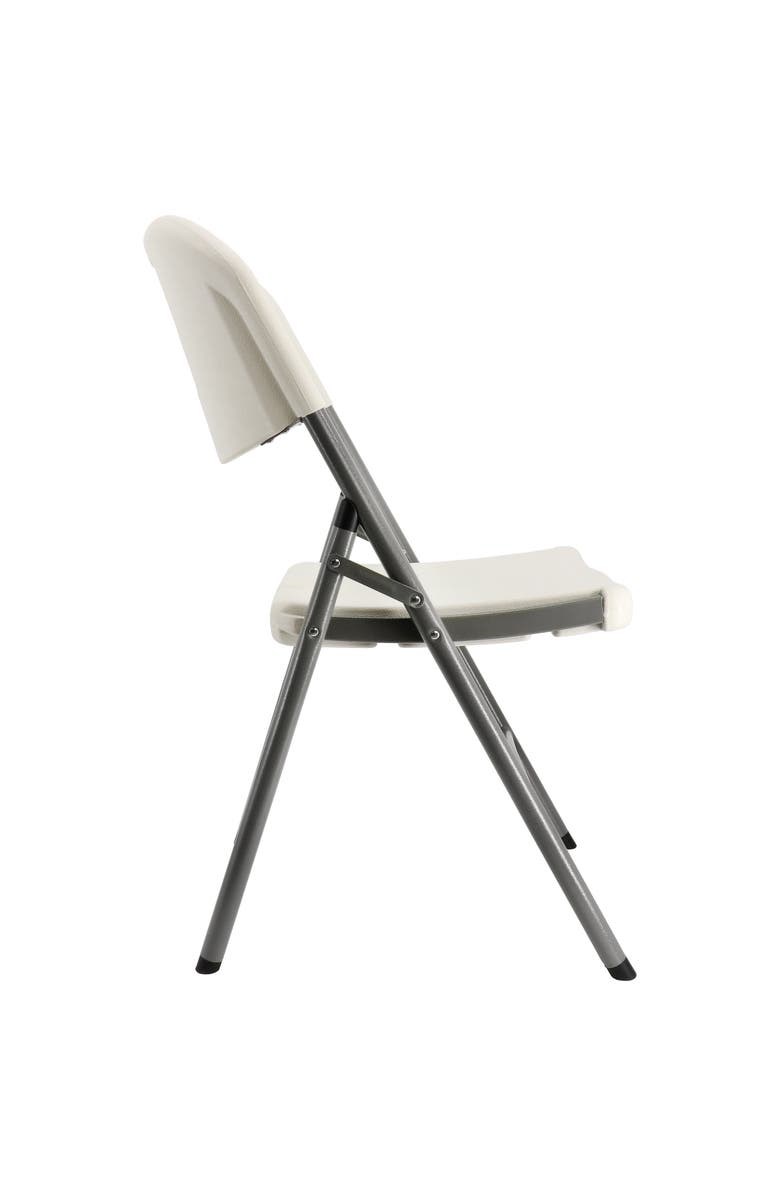 Elama 4 Piece Stackable Folding Chair Set for Indoor and Outdoor, Alternate, color, White