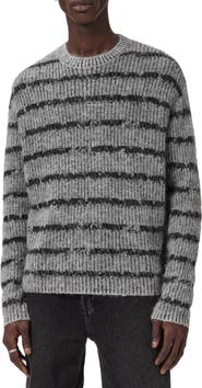 AllSaints Dissolved Stripe Crewneck Sweater