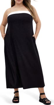 City Chic Lina Contrast Detail Strapless Dress