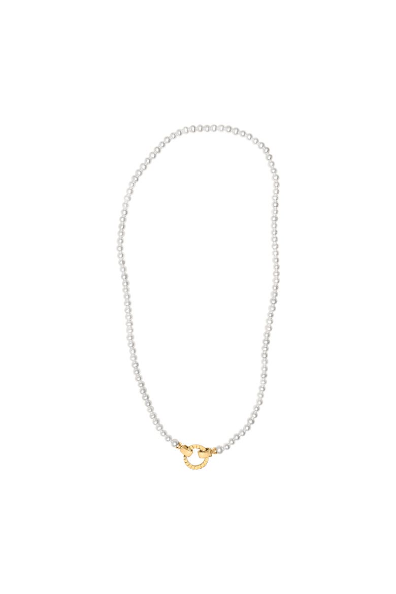 18K Yellow Gold Vermeil Pearl Strand Infinity Necklace, Alternate, color, Yellow Gold over Silver