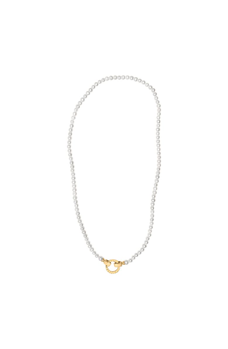 Haus of Brilliance 18K Yellow Gold Vermeil Pearl Strand Infinity Necklace, Alternate, color, Yellow Gold Over Silver