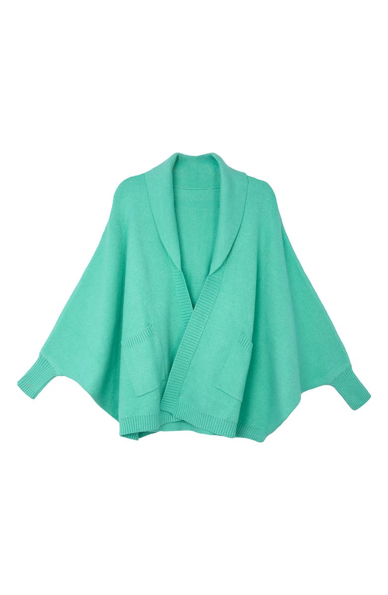 SAACHI Oversize Ribbed Knit Cardigan, Alternate, color, Aqua