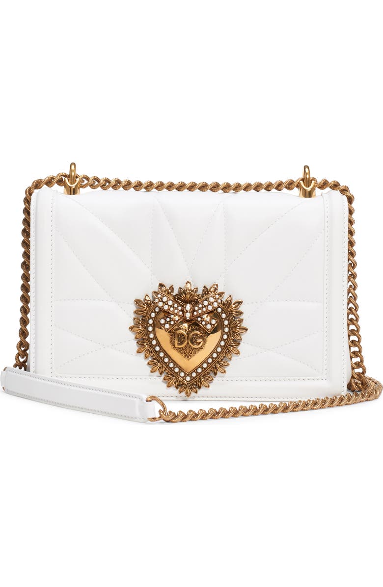 Dolce&Gabbana Medium Devotion Leather Shoulder Bag, Main, color,