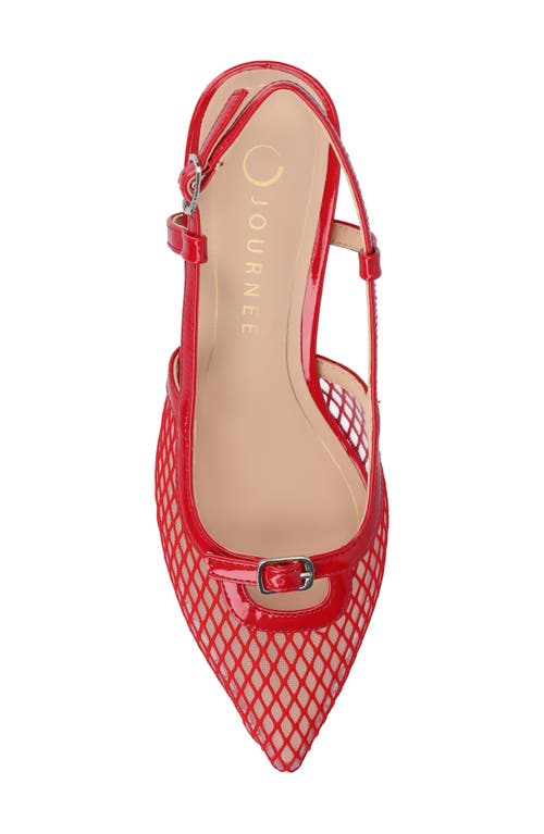 Journee Collection Padma Slingback Kitten Heel Pump In Red Mesh