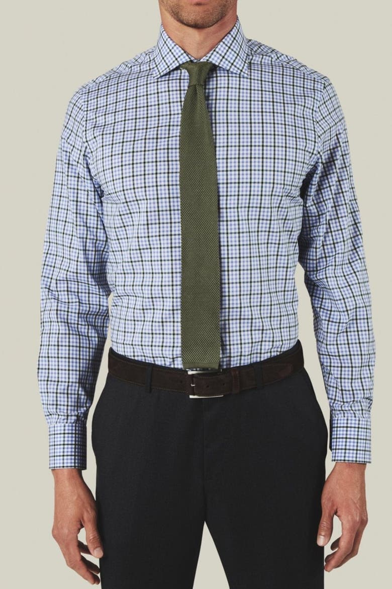 Reynolds Bold Check Dress Shirt, Alternate, color, BLUE/GREEN PLAID