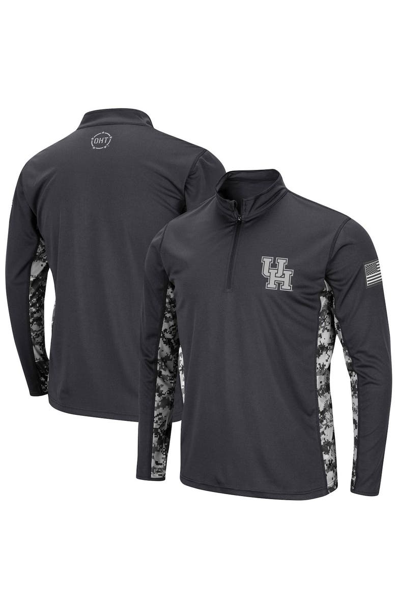COLOSSEUM Men's Colosseum Charcoal Houston Cougars OHT Military Appreciation Digital Camo Lightweight Quarter-Zip Pullover, Alternate, color,