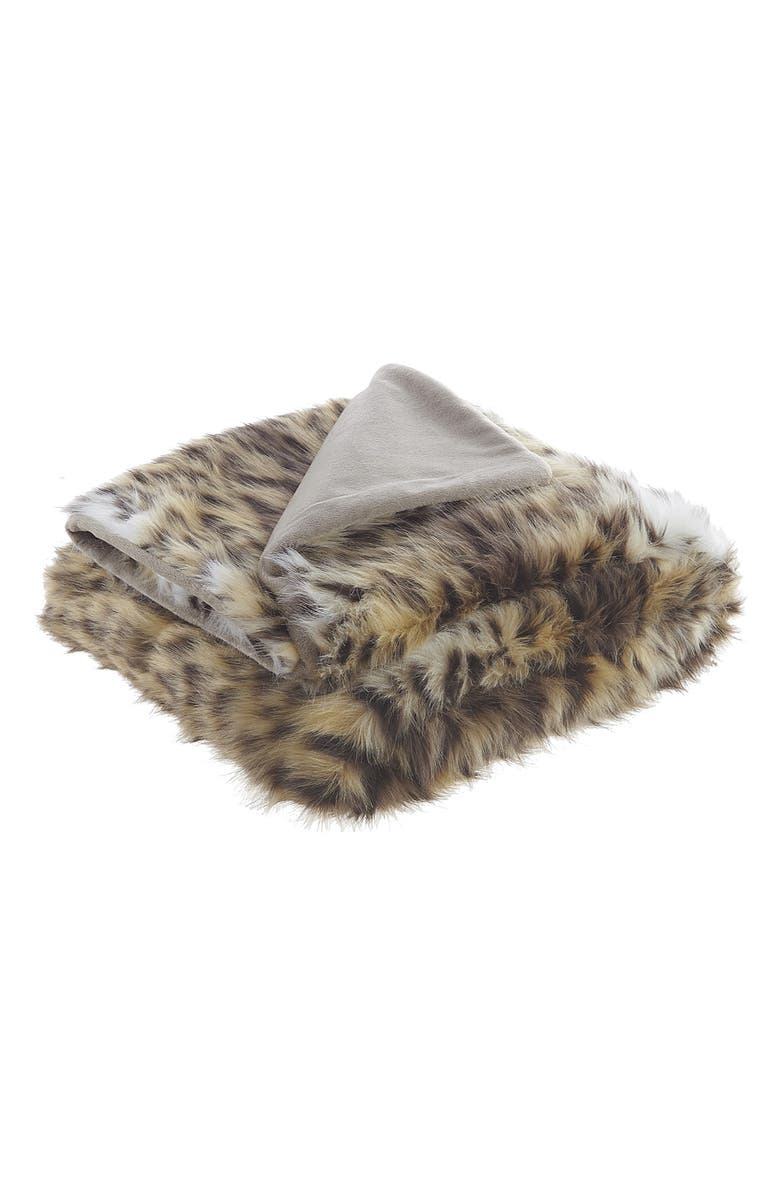 INSPIRED HOME Cheetah Print Faux Fur Throw Blanket, Main, color, 