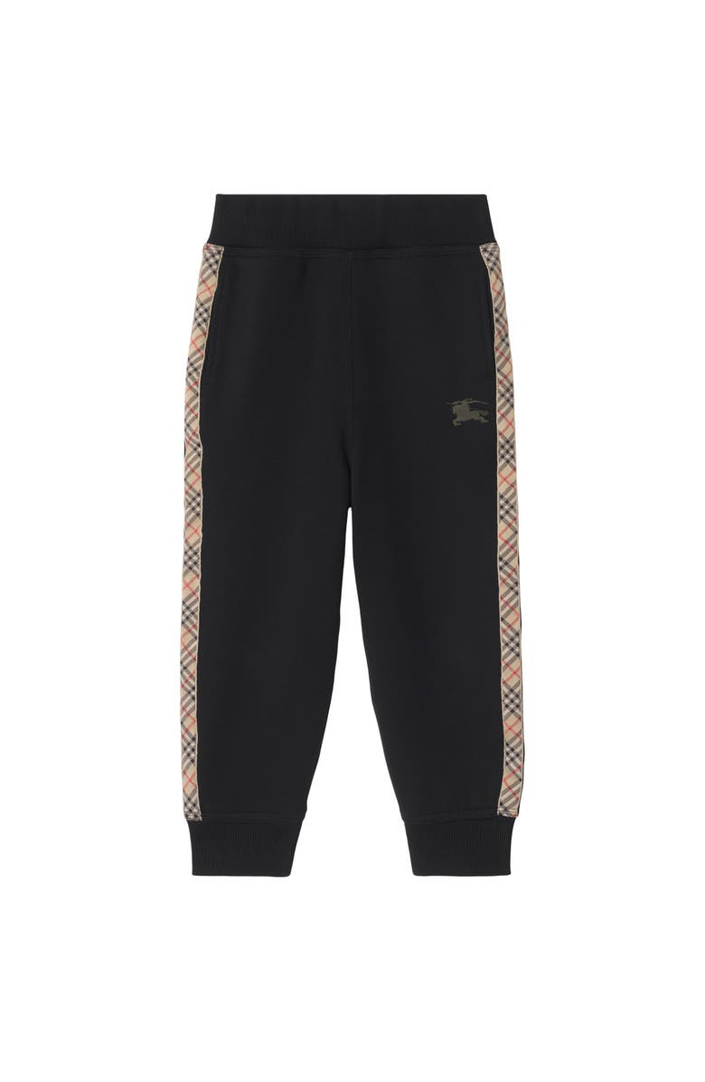 Burberry Check Trim Cotton Jogging Pants, Main, color, Black