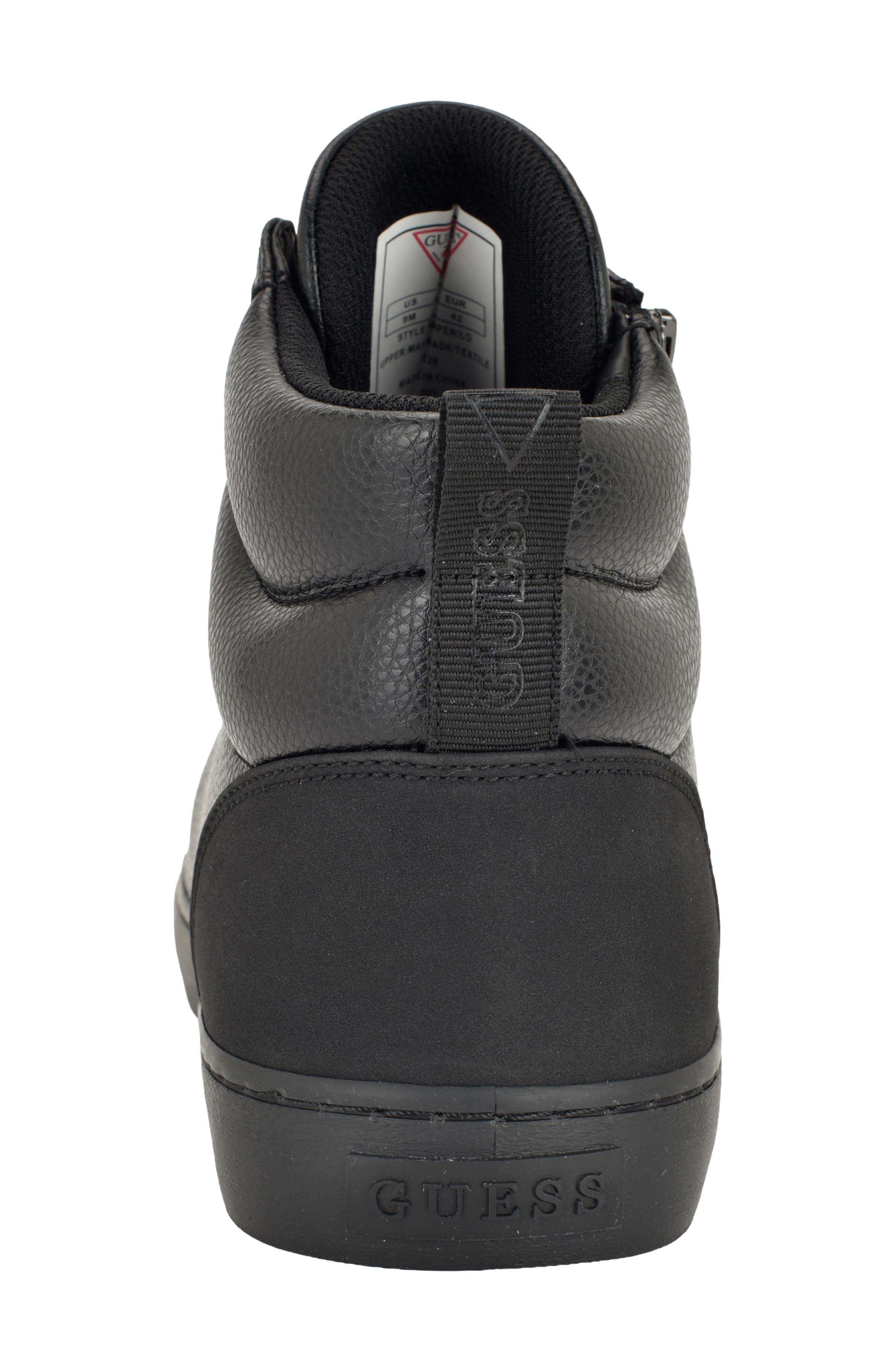 Faux Leather High Top Sneaker, Alternate, color, BLACK/ BLACK