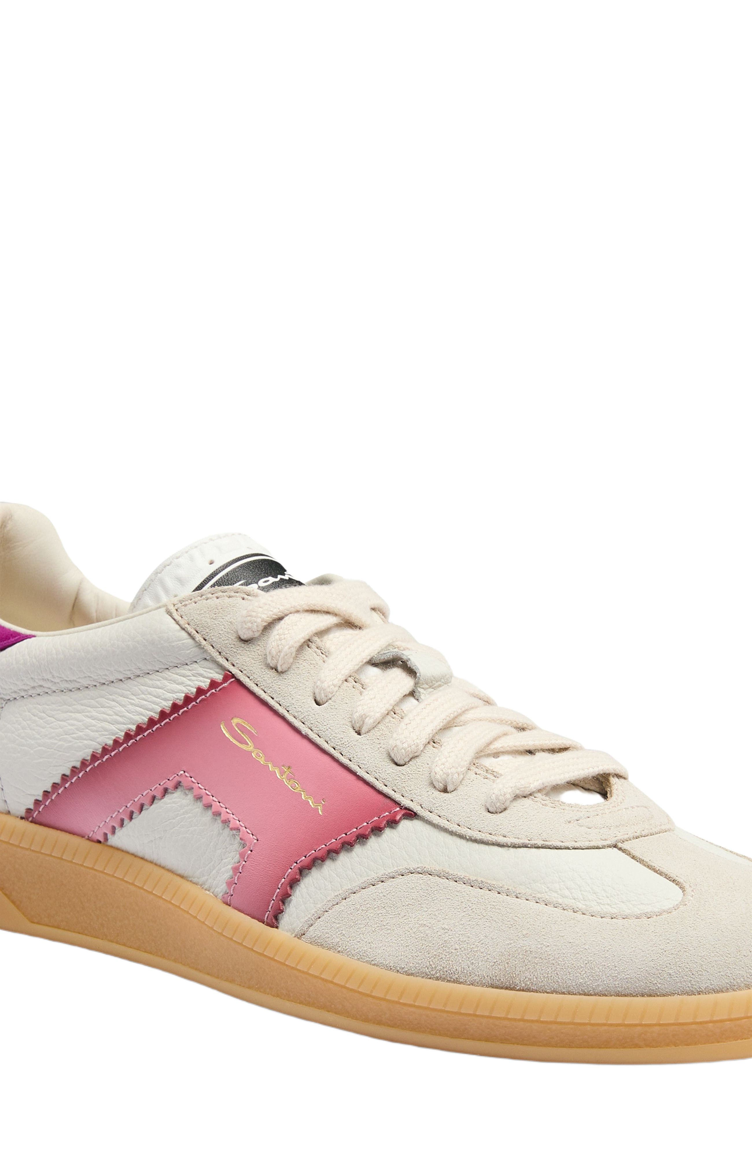 Santoni Women's leather and suede DBS Oly sneaker, Alternate, color, Purple