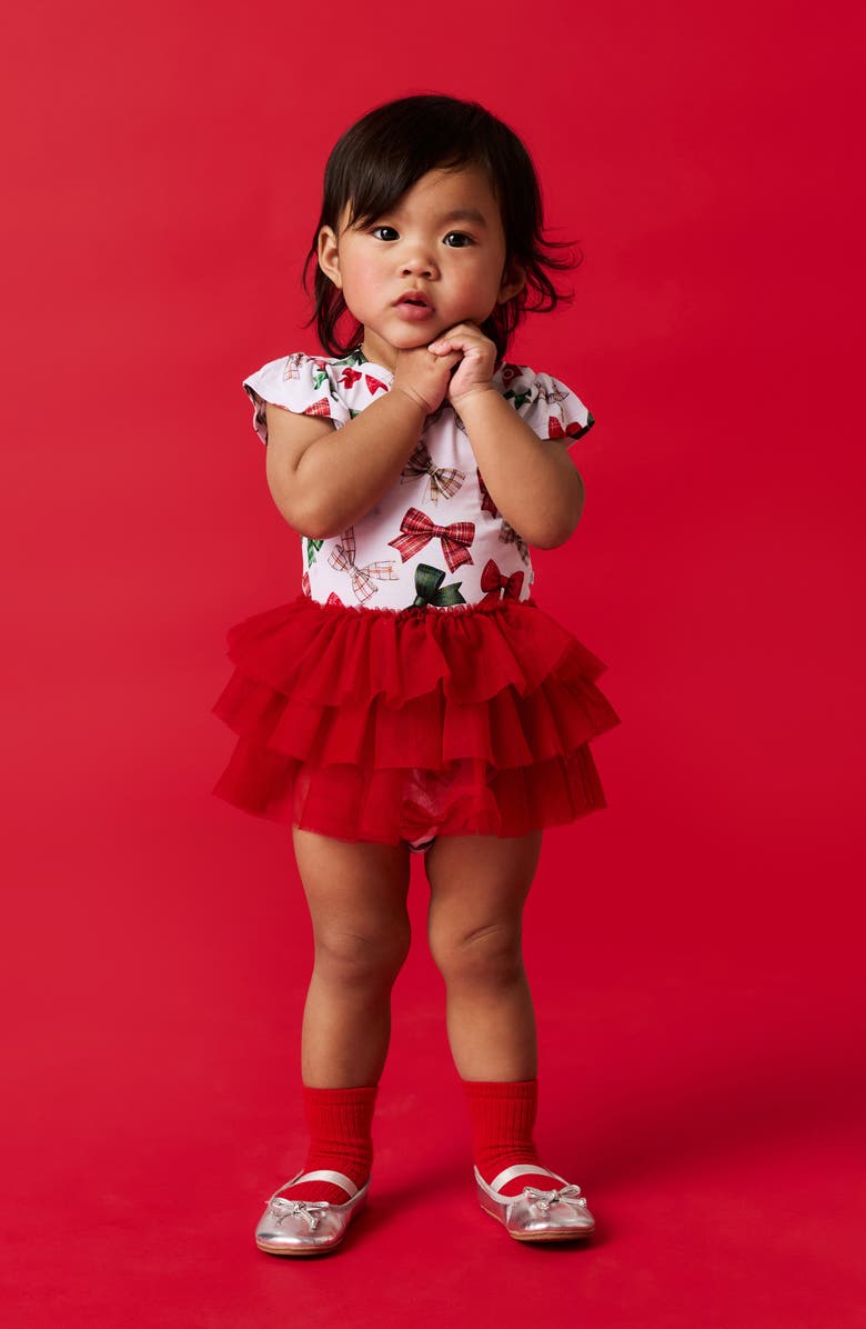 Posh Peanut Ruffle Skirted Bodysuit, Alternate, color, White