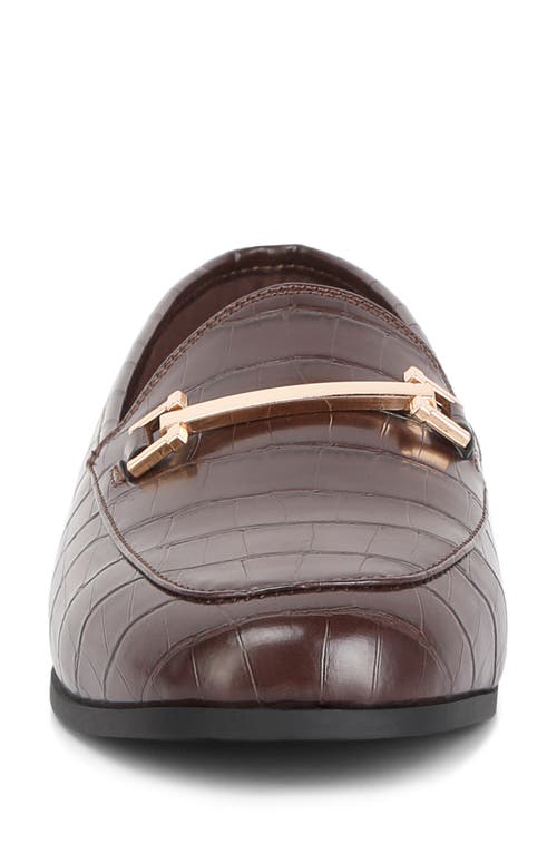 London Rag Deverell Croc Embossed Loafer In Brown