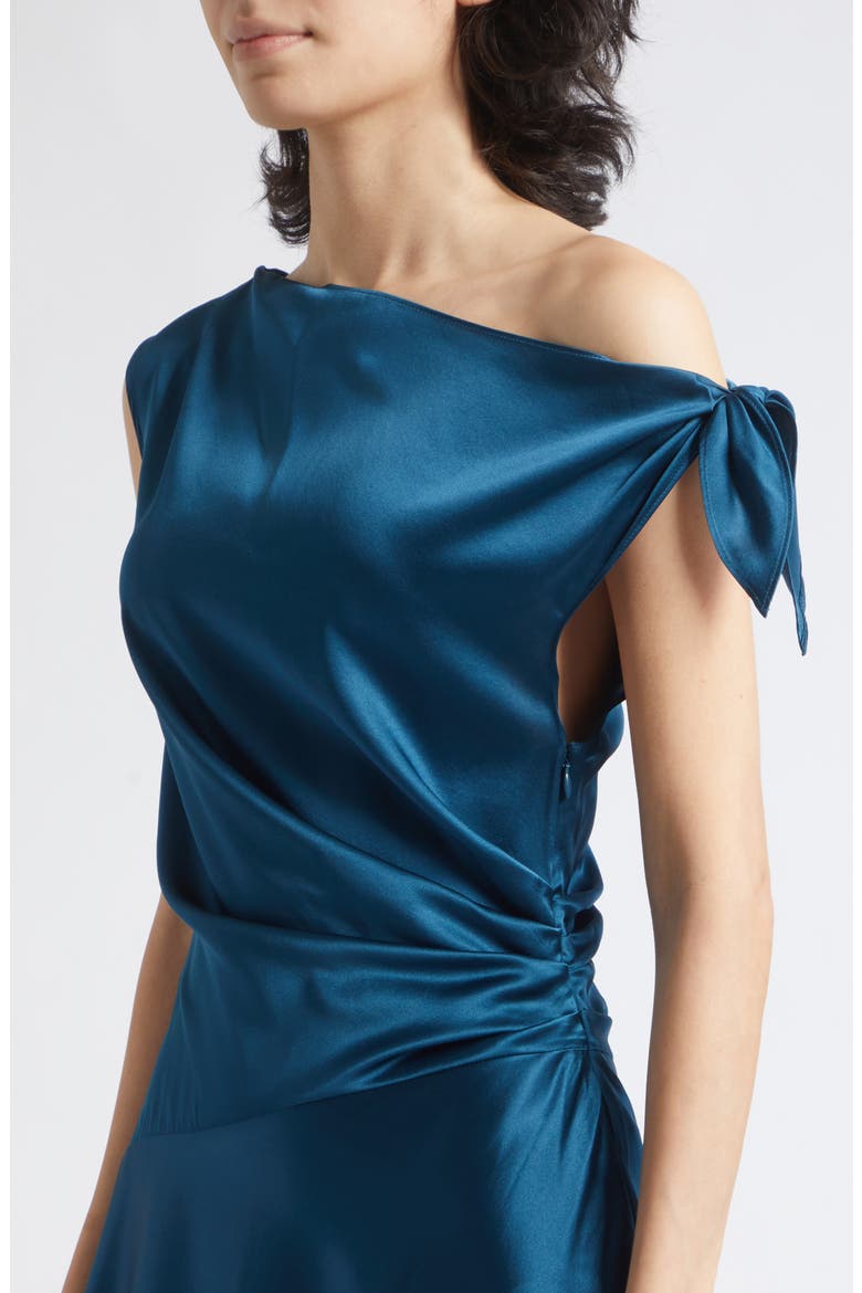 Portia One-Shoulder Stretch Silk Dress, Alternate, color, HARBOR