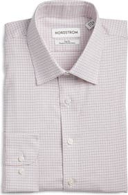 Nordstrom Trim Fit Check Premium Performance Twill Dress Shirt