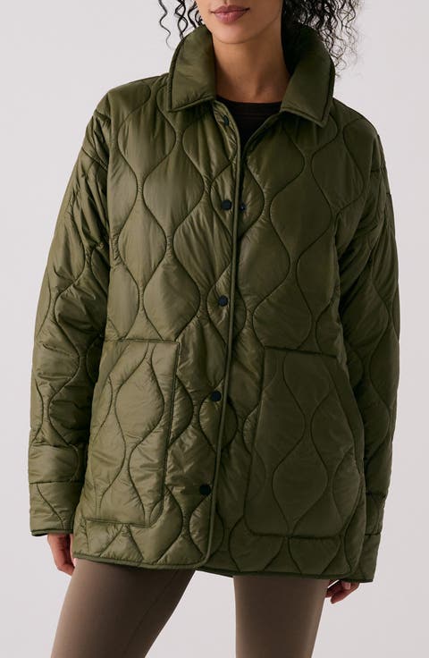 The Quilted Water Repellent Nylon Shacket
